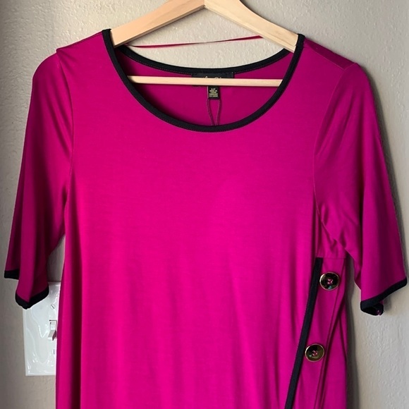 NWT MELISSA PAIGE Pink Asymmetrical Elbow Sleeve Top - Picture 1 of 8
